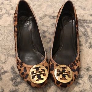 Tory Burch Leopard print wedges size 11